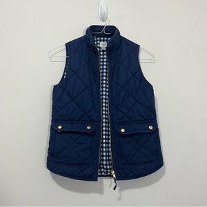 J. Crew Women's Blue Quilted Puffer Vest XXS Front Pockets